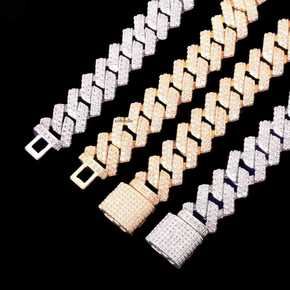 Hot Sale Pass Tester 2rows Prong Choker VVS Moissanite Dia Miami Cuban Necklace Link Chain Hip Hop Jewelry