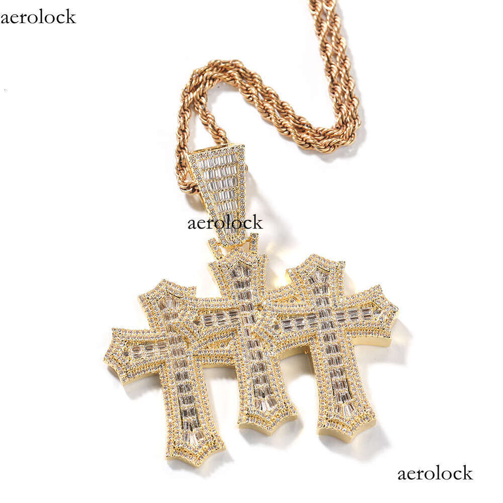 Classic T Cubic Moissanite chain Cross Pendant Fashion New Hip-Hop Trendy Cool Necklace Men's Rap Versatile Accessories