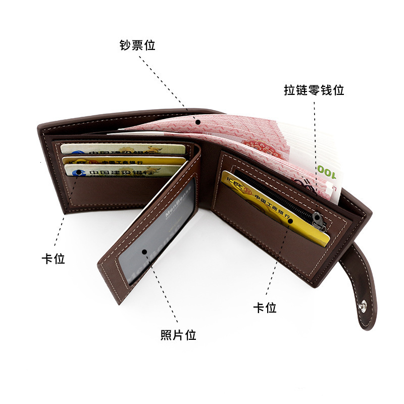 Menbense Korean Style Gold Stamped Luxury Bag Men's Wallet Short Buckle 70% Off Matte Men's Wallet