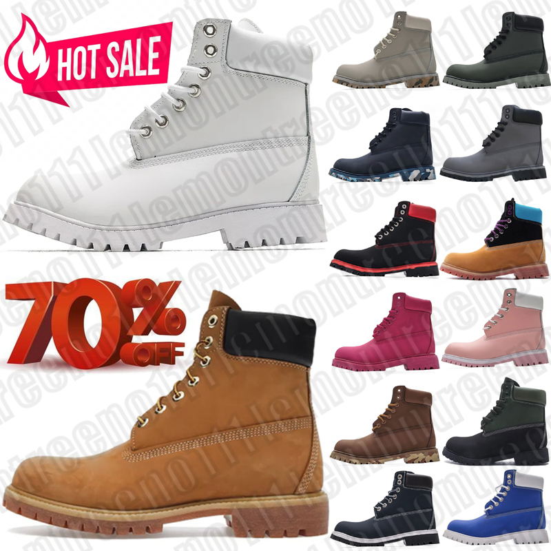With Box Designer tims boots for Men Women Outdoor Martin Orange boots Cowboy Blue Black Pink Hiking Booties Winter Shoes