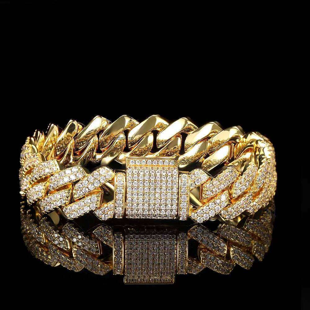 14mm Full Dia for Women Sier Plated Iced Out CZ Cuban Link Bracelet Fine Jewelry