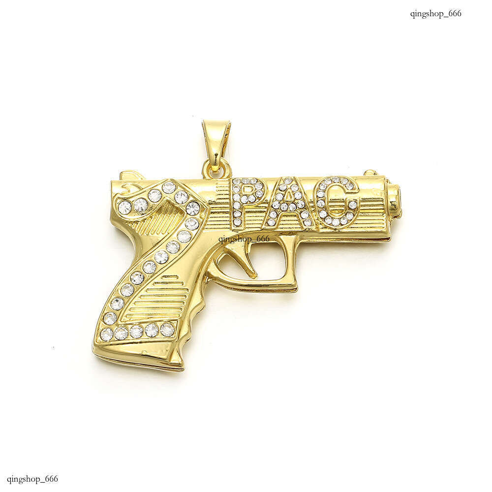 Gun Dia Number 2 PAC Letter Necklace Men's Exaggerated Hip-Hop Pendant