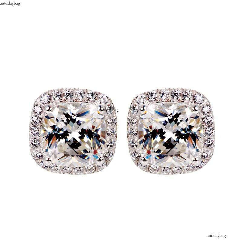 1CT New Arrival Hot Sale Sparkling Jewelry Real Sterling Sier Three Color 5A Cubic Zircon Popular CZ Dia Women Stud Earring