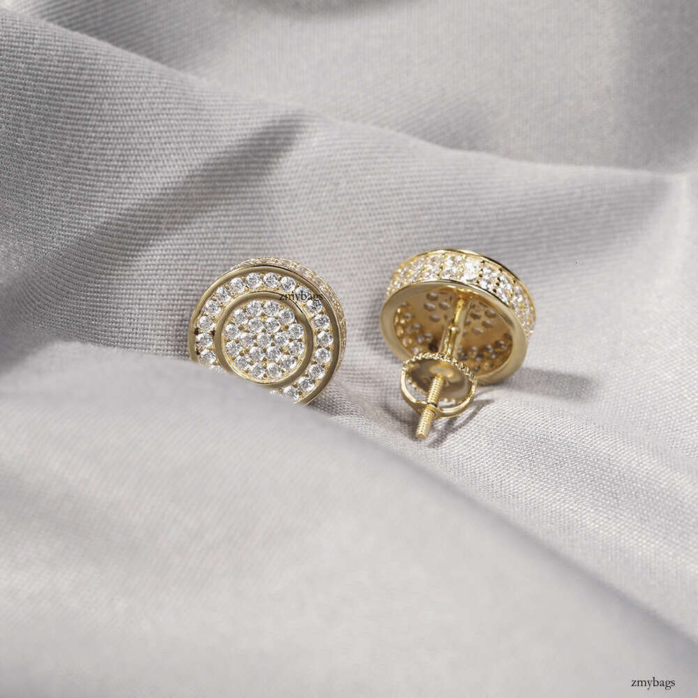 Hip-Hop Hot-Selling Sier Zircon Earrings Round Street Style Unisex Simple Jewelry