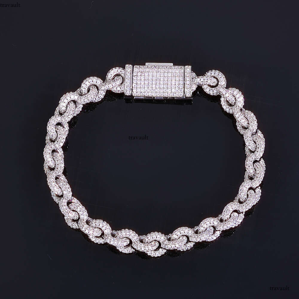 8mm 0-shaped Chain Full Dia Jewelry Fashion Trend Men's Zircon Bracelet Personality Versatile Accessory