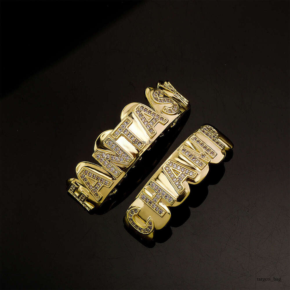 2023 New Hip-Hop Full Dia Zircon English Letter Gold-Plated Smooth Bracelet Personality Trendy Jewelry