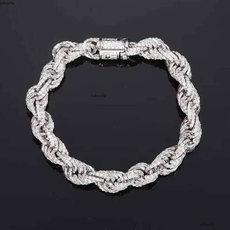 High Quality S Sier 8mm Hip Hop Cuban Necklace Link Iced Out Tennis VVS D Color Moissanite Rope Chain