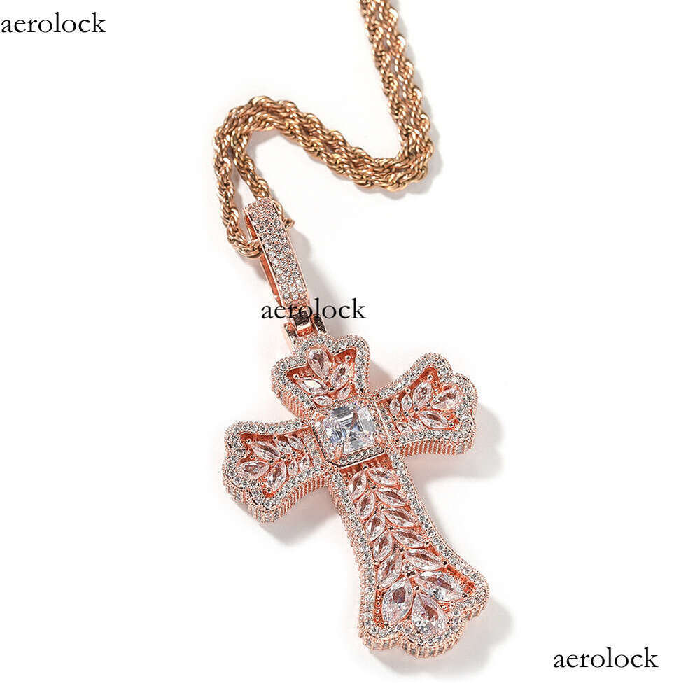 Hip-Hop Personality Light Full Dia Wheat Spike Cross Pendant Fashion Creative Colorful Moissanite chain Exquisite Versatile Jewelry