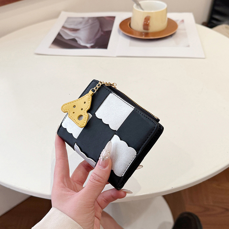 Cross-border Exclusive Designer Bag Women's Short Color-blocking Multi-slot Wallet Retro Fashion Luxury Bag Multi-slot Card Holder Document Bag