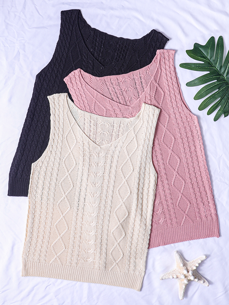Designer Clothing Knitted Sweater Women's Argyle Pattern Vest