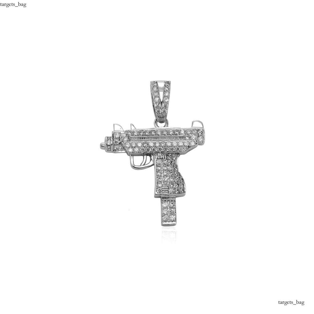 Men's Moissanite chain Inlaid Uzi Subhine Gun Pendant Hip-Hop Fashion Necklace Jewelry