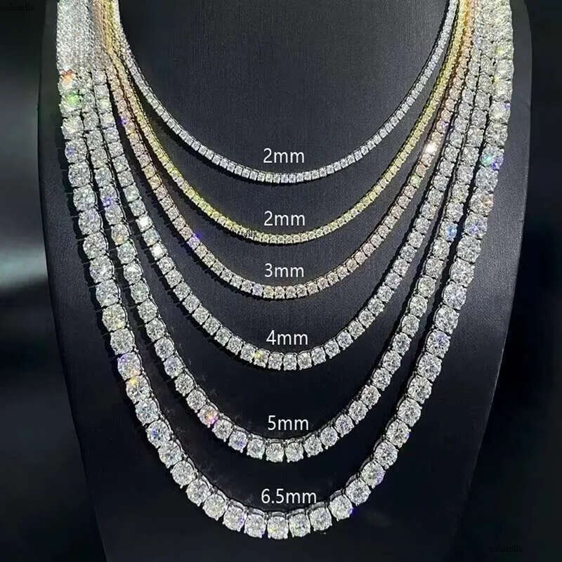 Sier VVS Dia 3mm 4mm 5mm 6mm Custom Hip Hop Iced Out Moissanite Fashion Jewelry Tennis Chain