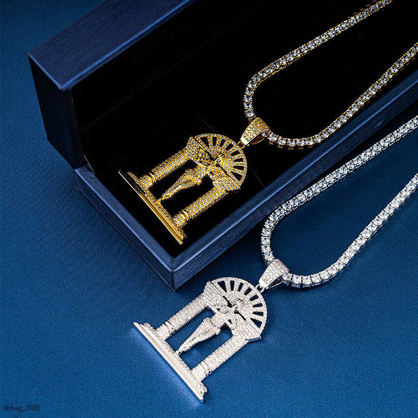 New Personality Angel Door Trendy Hip Hop Jewelry Full Inlaid Moissanite Pendant Necklace