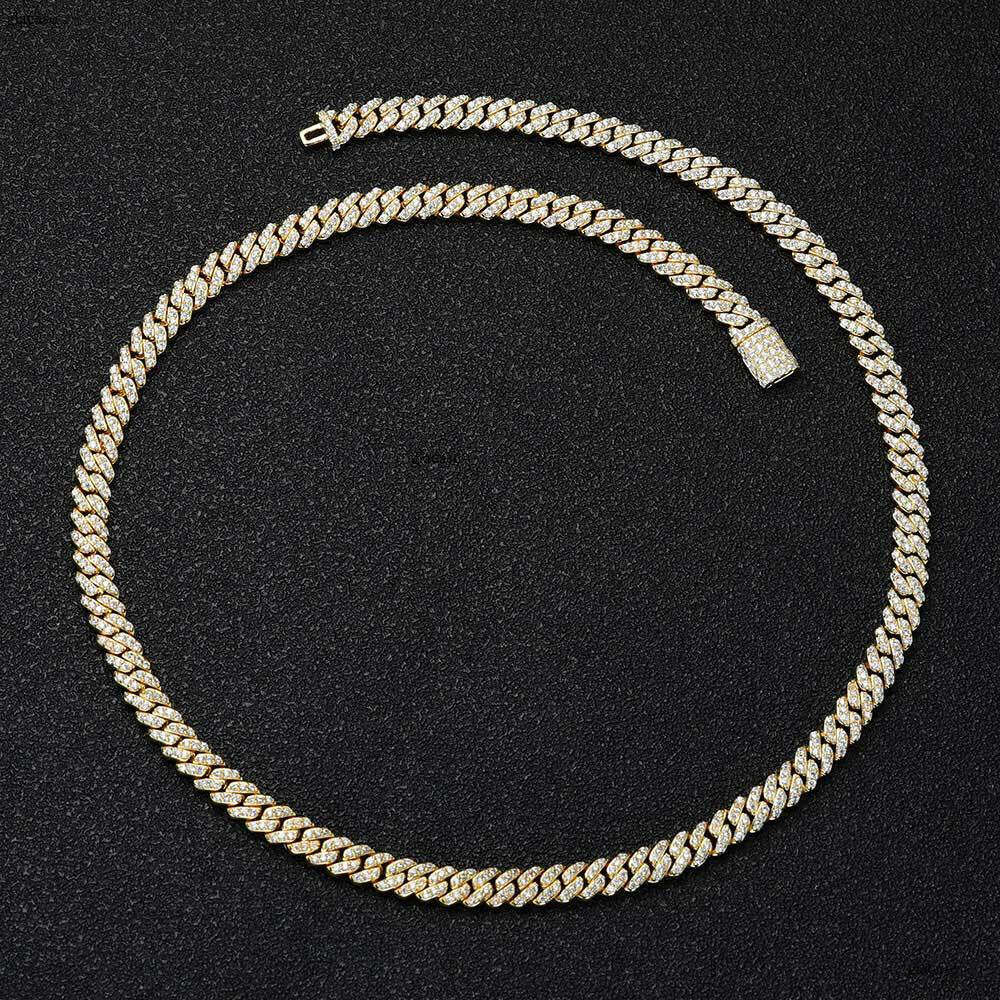 Hip Hop 6mm Single Row Full Moissanite chain Cuban Trendy Accessories Versatile Men's Necklace
