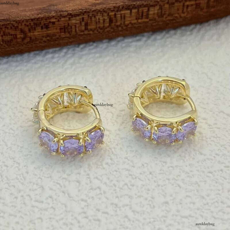 2024 Choucong Clip Earrings Sparkling Jewelry Sterling Sier 14K Gold Fill Round Cut Amethyst Moissanite Dia Party Elegant Women Earring Gift