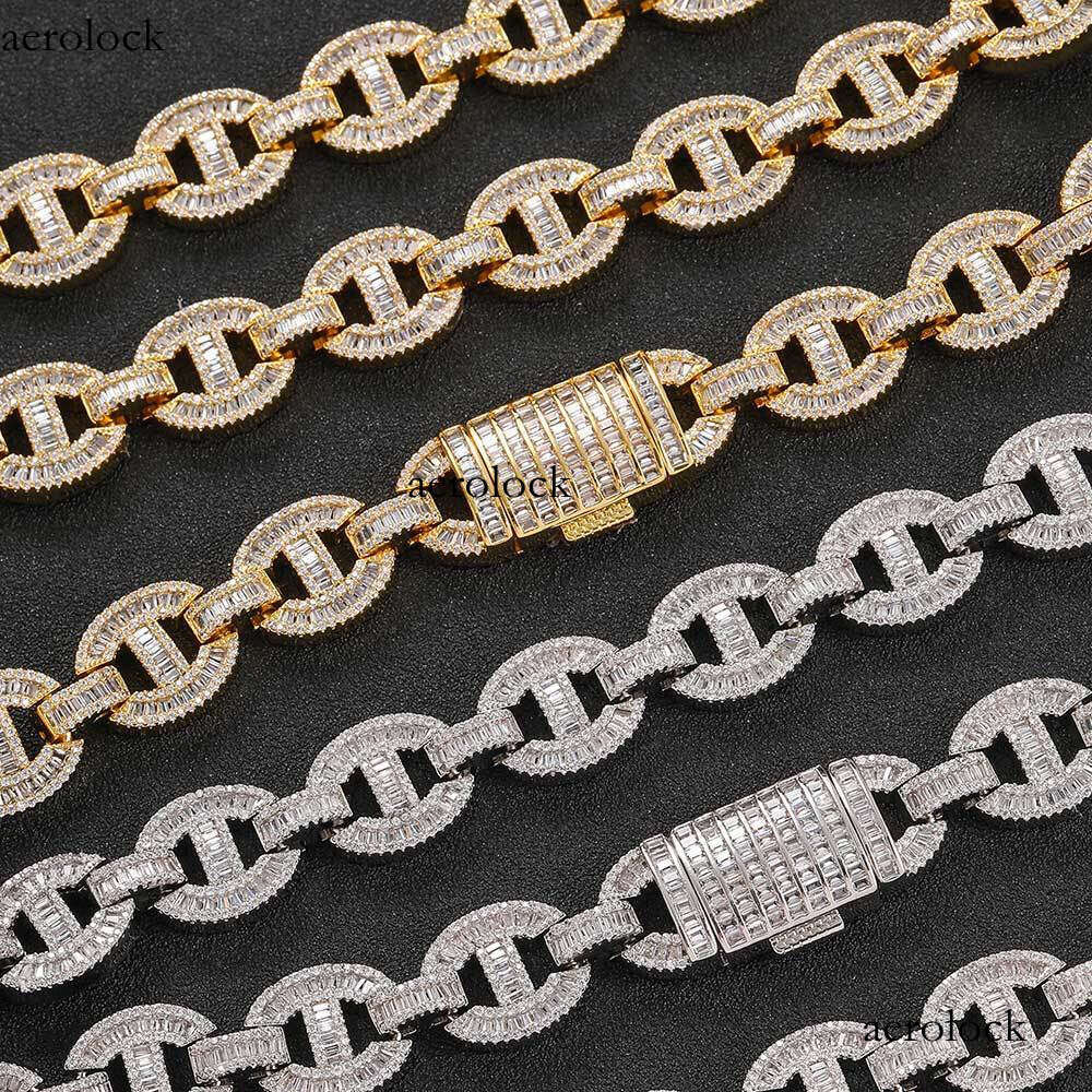 Hip Hop 16mm Flip Buckle Pig Nose Cuban Chain Men's Trendy Brand Mixed T Cubic Moissanite chain Necklace for Men