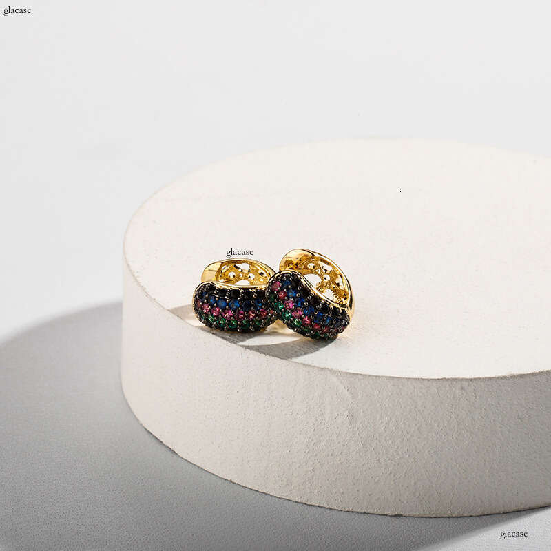 Ins Style Colorful Zircon Earrings for Men and Women, Light Fashion Stud Earrings, Gold Australian