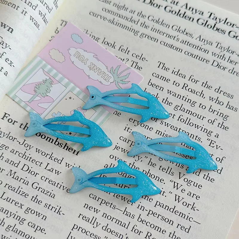 4Pcs Cute Cartoon Dolphin Hair Clip for Women Versatile Bangs BB Clip Hairpin Fashion Side Clip Girls Hair Accessories Gifts 250807