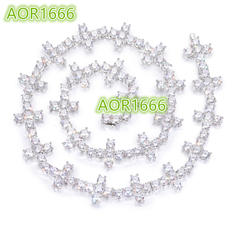 Hot selling high quality custom luxury jewelry; mini cross hip hop diamond Cuban tennis chain necklace for men and women