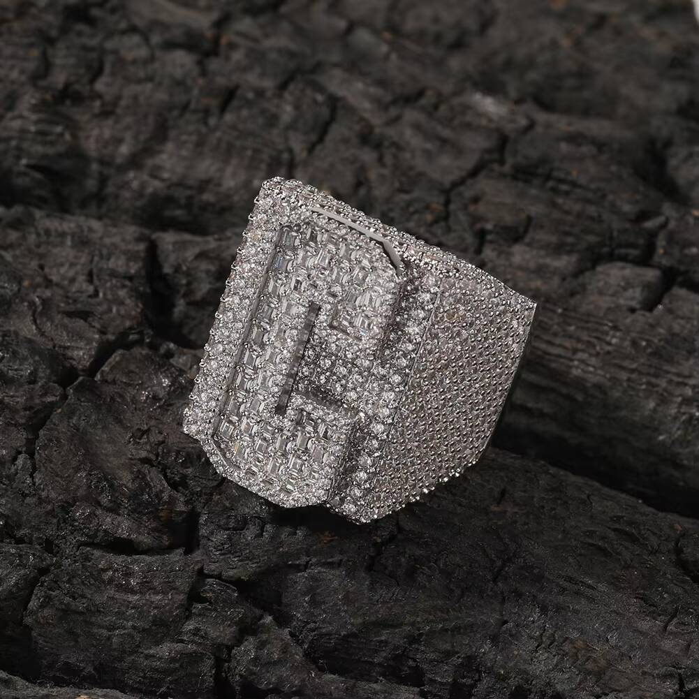 Hiphop Men Women Fine Jewelry Iced Out 925 Sterling Silver Square VVS Moissanite Diamond Ring With GRA Certificate