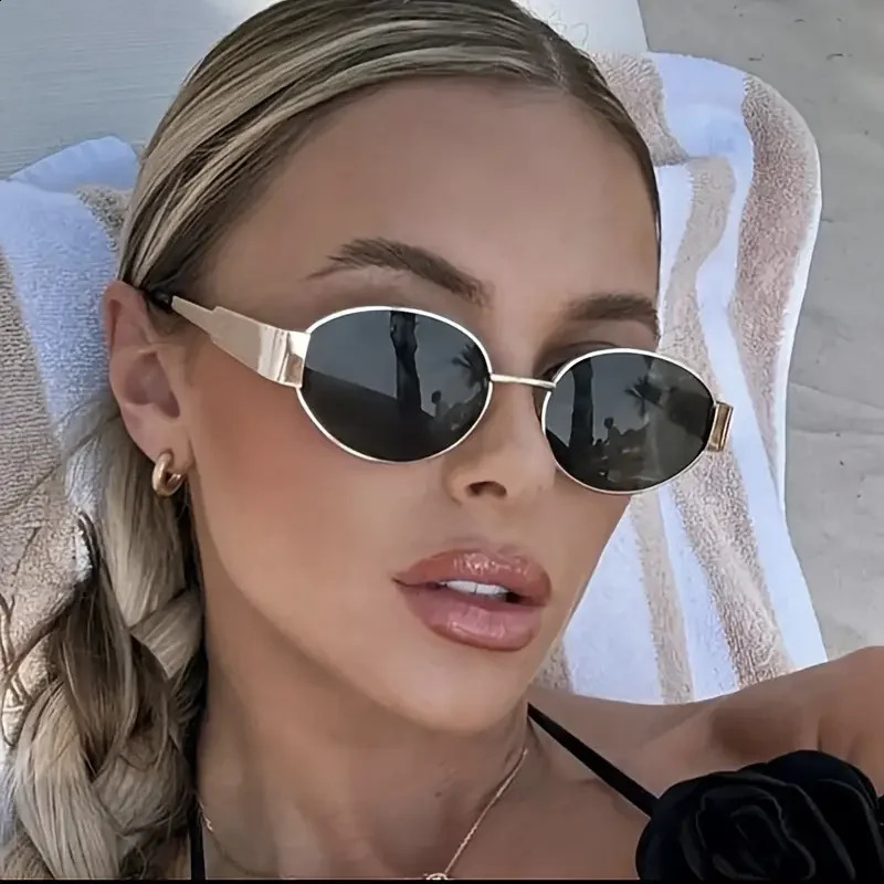 Retro Steampunk Sun Protection Sunglasses Vintage Womens Metal Oval Sunglasses Ladies Classic UV400 Sunscreen Eyewear 250805