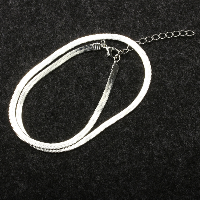 New Flat Snake Bone Necklace Choker Women Sier Short Blade Bare Chain Clavicle Simple Circle Jewelry For Men