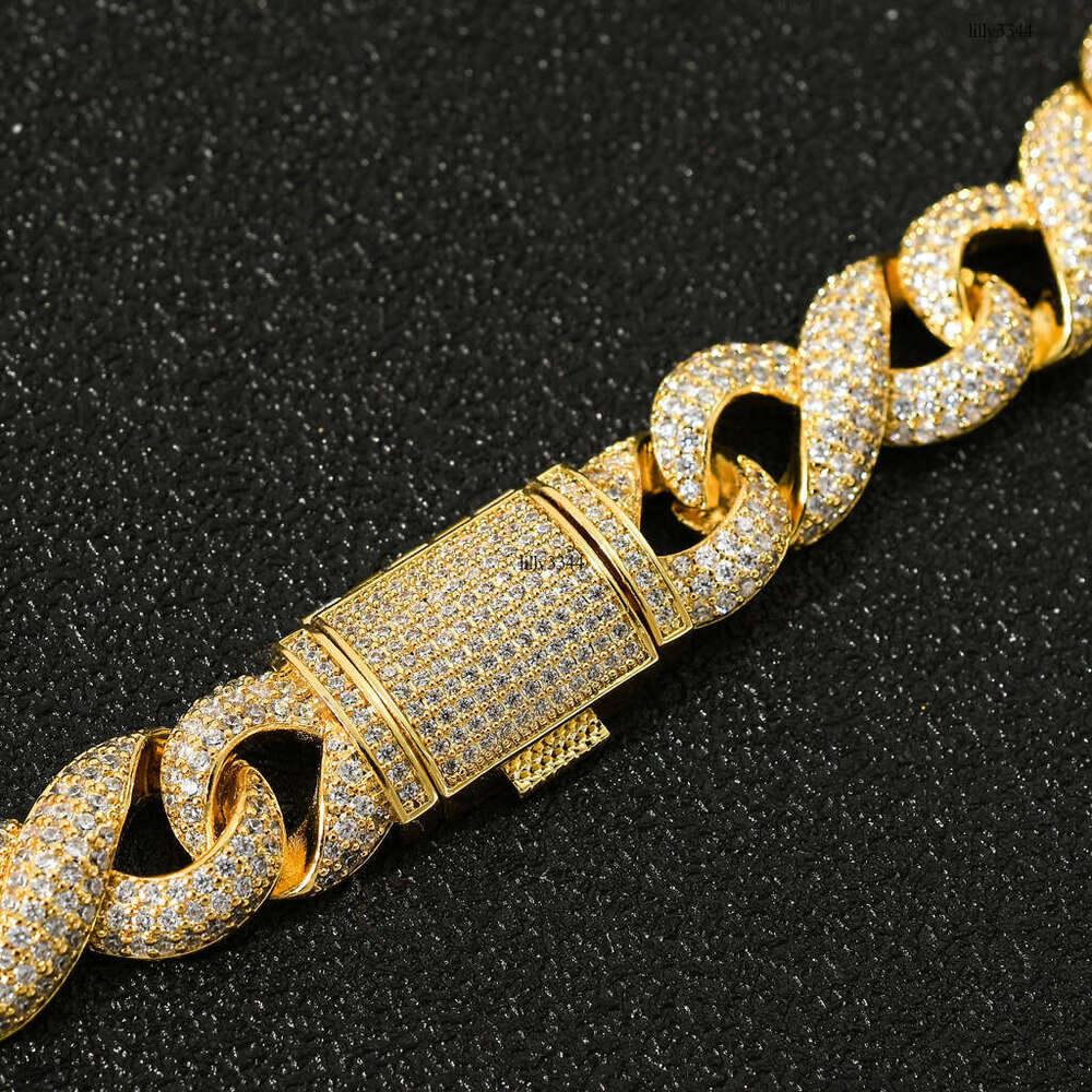 New Style Figure-8 Infinite Cuban Micro-Paved Zircon Trendy Bracelet Hip-Hop Big Gold Chain