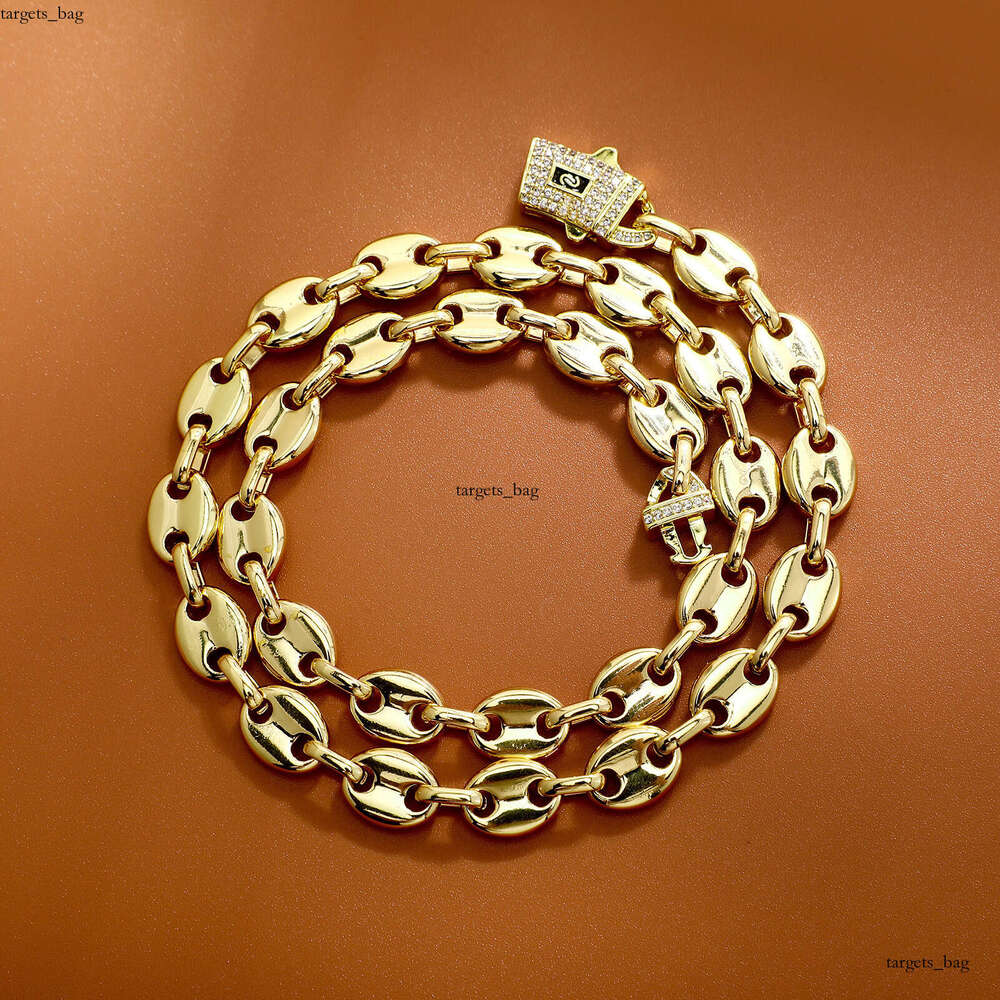 Hip Hop Sterling Silver Coffee Bean Chain Color Retention 9mm Versatile Sterling Silver Moissanite chain Button Necklace Jewelry
