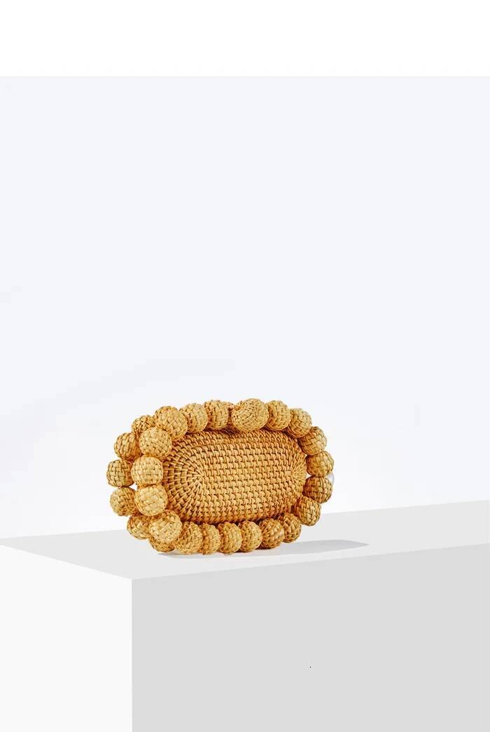 Women egg cane bag Rattan clutch Bag For Wedding Party Purse summer beach Wicker Handbag Designer 2024 new