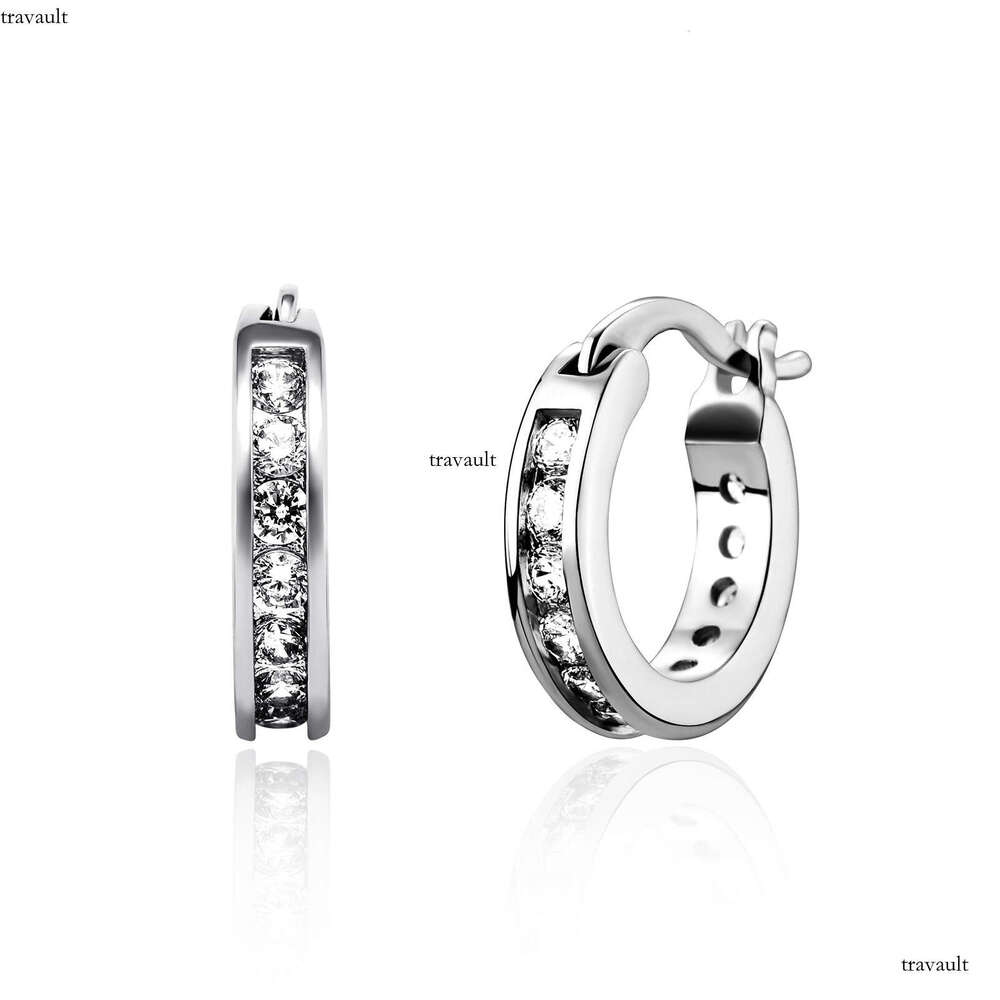 INS Trendy Hoop Unisex Hip-Hop Studs Personality Simple Dia-Studded Earrings