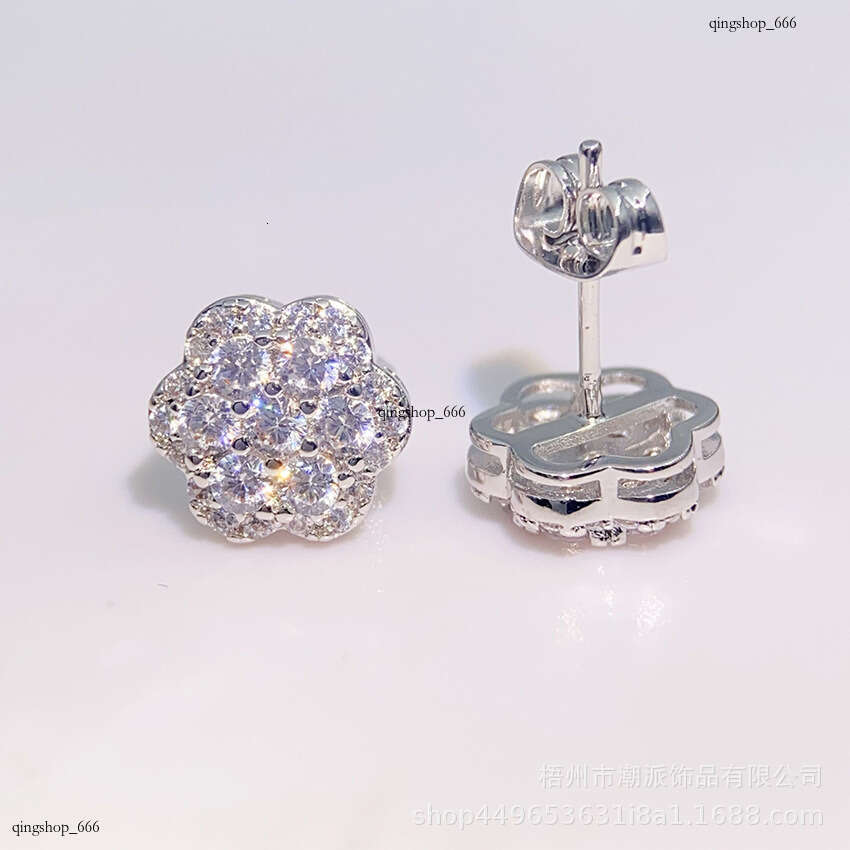 Hip-Hop Sterling Silver Zircon/Sier Moissanite Full Dia Electroplated Earrings for Men and Women