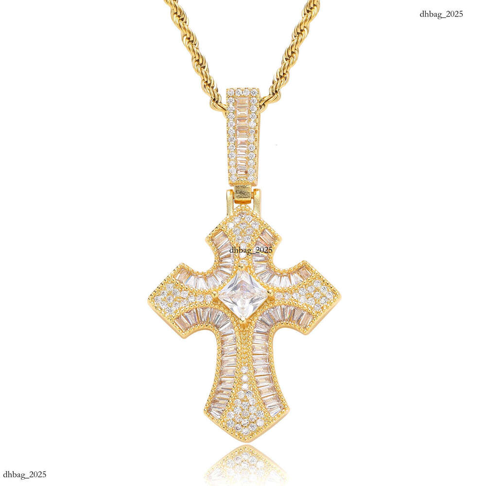 MISA T Square Moissanite chain Cross Pendant Personality Hip-Hop Trendy Men's Necklace Accessories