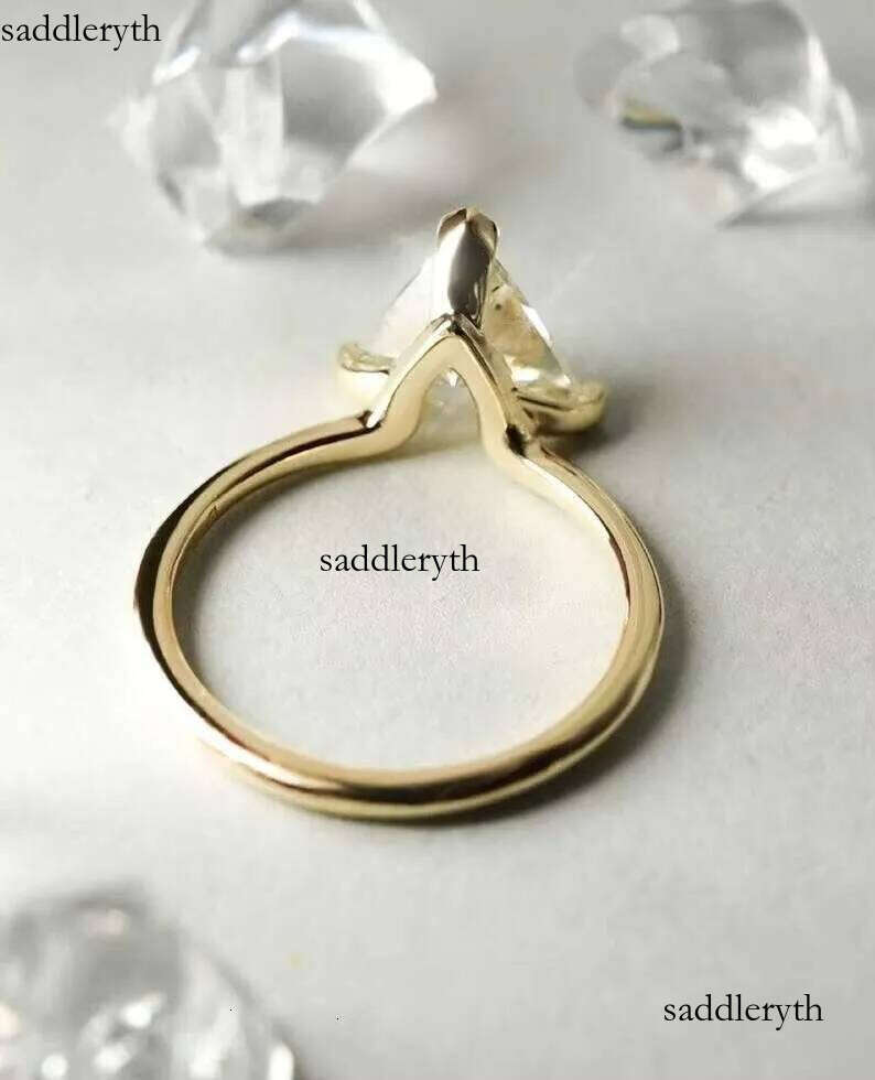 2CT Yellow Trillion Cut Solitaire Engagement 3 Prongs Moissanite Dia Wedding Anniversary Rings Gift b9 66