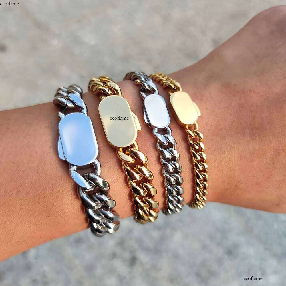 Hip Hop Jewelry 6mm Stainless Steel Gold Plated Cuban Link Chain Bracelet for Men