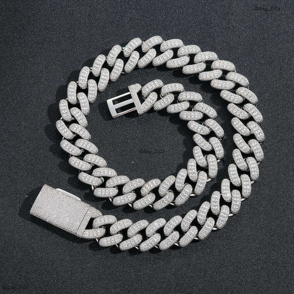 Necklace 20MM Cubic Moissanite chain Cuban Chain Trendy Personality Men's Hip Hop Jewelry