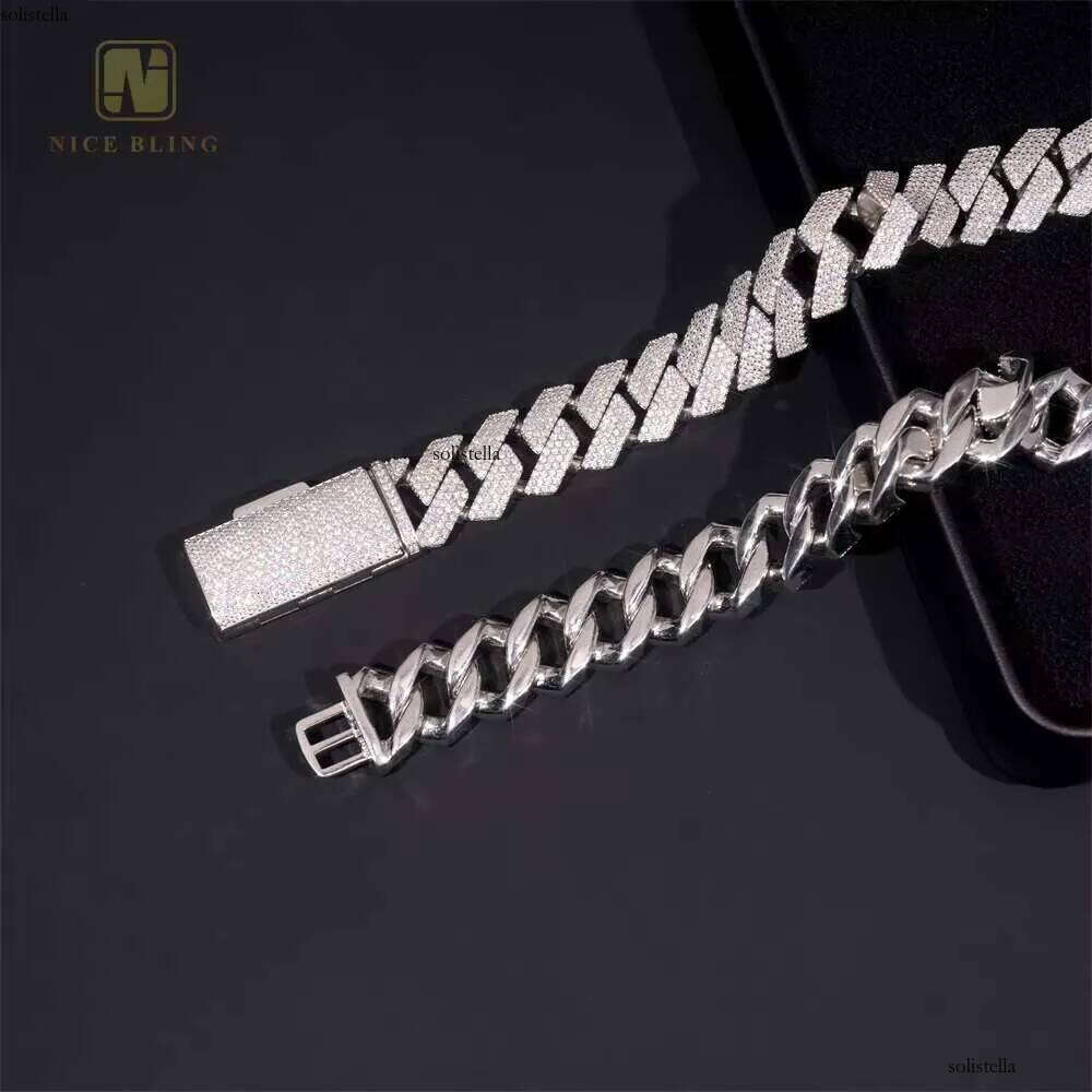 Pass Tester Sterling Sier18mm Custom Iced Out Hip Hop Jewelry VVS Moissanite Dia Cuban Link Chain Necklace