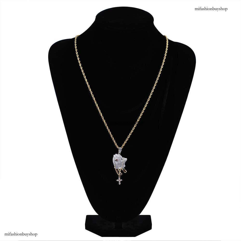 Hip Hop Prayer Gesture Pendant Necklace for Men and Women Trendy Ins Style