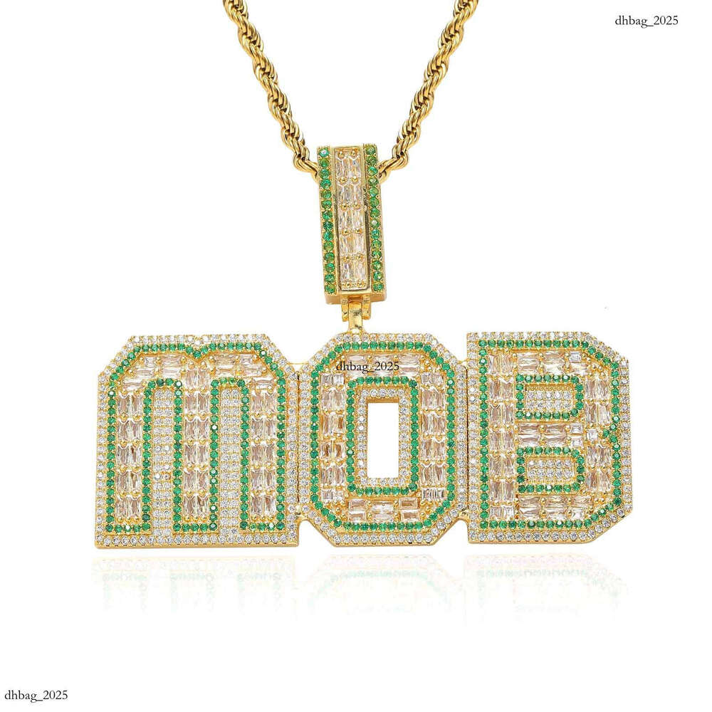 New T Square Moissanite chain Letter Pendant Hip-Hop Necklace DIY Customizable Unisex Accessories