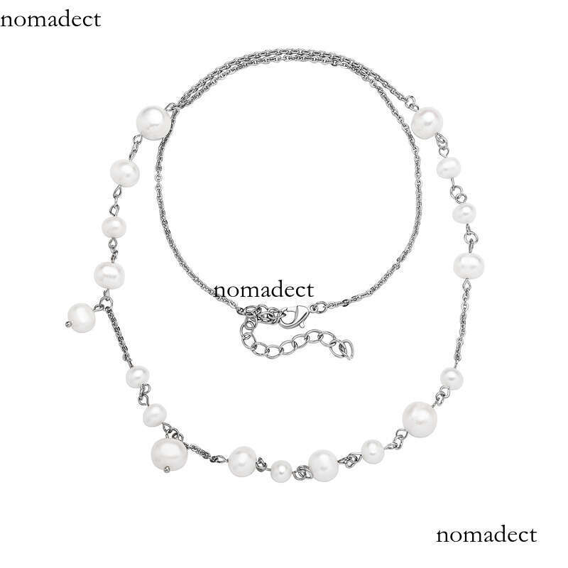 Pearl Sterling Silver Necklace Hip-Hop Trendy Simple Clavicle Chain