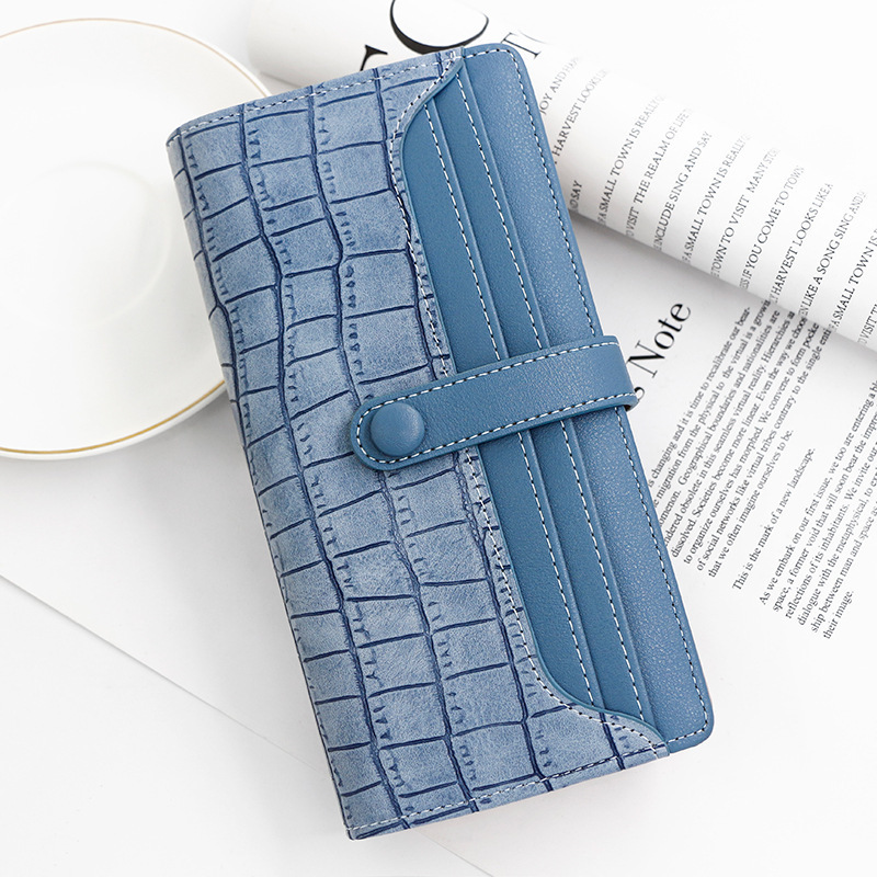 Personalized Women's Luxury Bag Long Wallet Zipper Buckle Solid Color Wallet Stone Pattern Card Holder Clutch Coin Purse