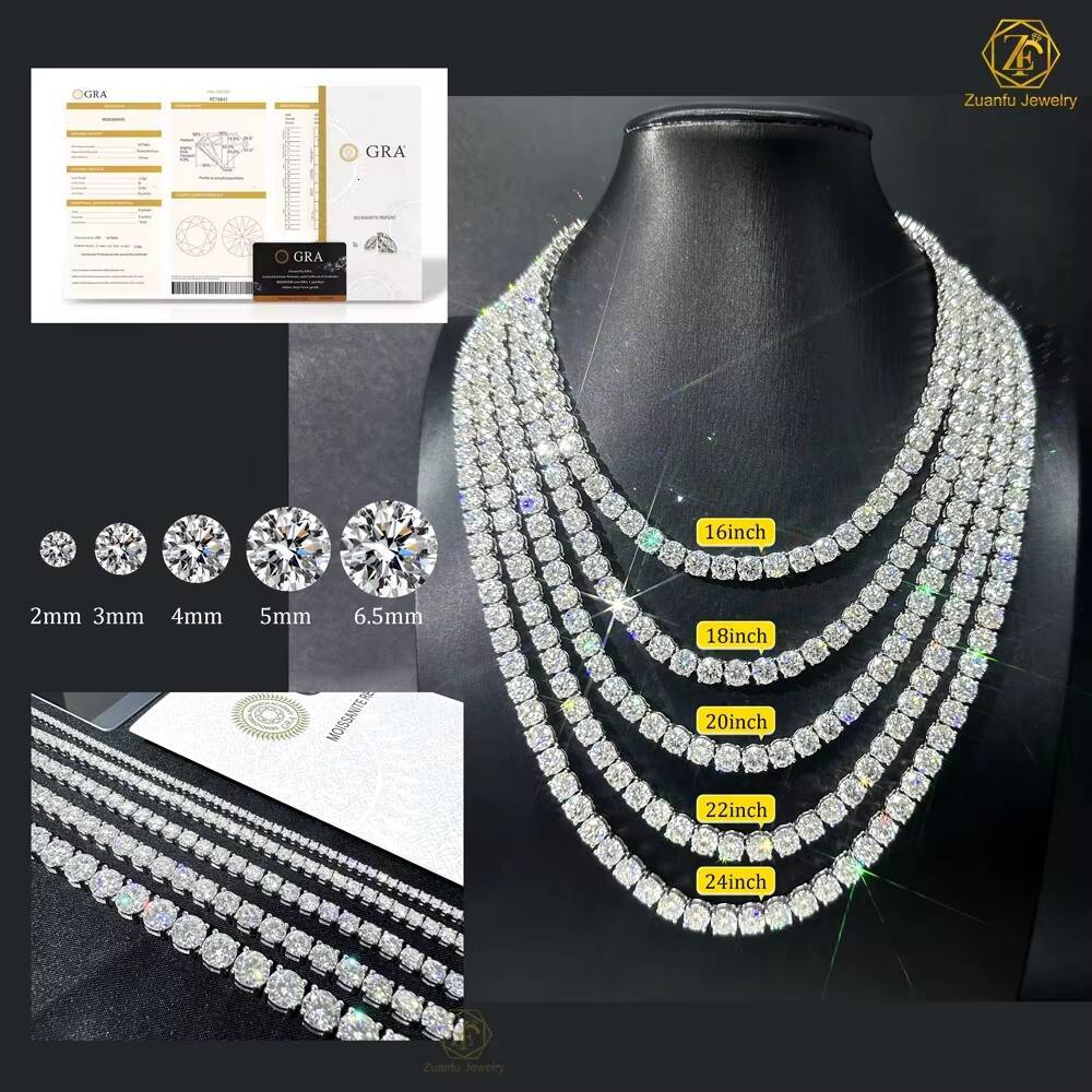 In Stock Hip Hop Iced Out 18k Gold Plated 925 Sterling Silver 3mm 4mm 5mm VVS Moissanite Diamond Tennis Bracelets