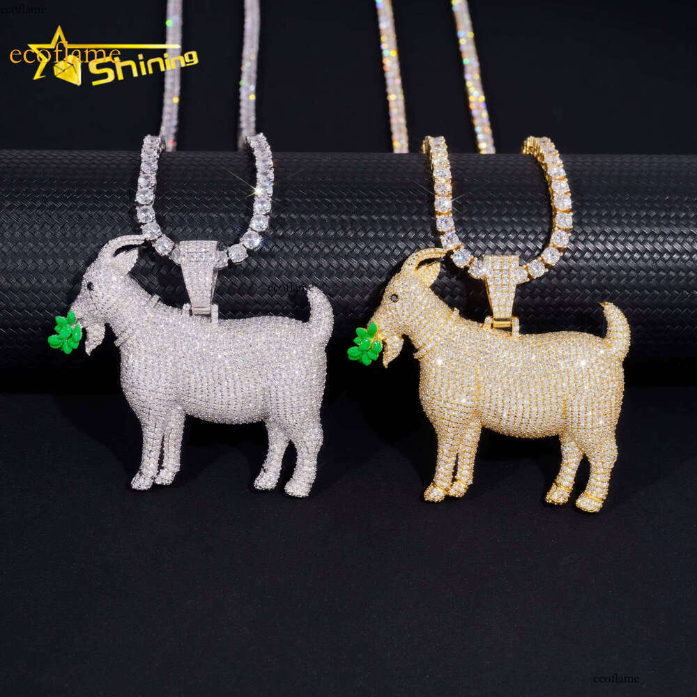 Pass Dia Tester Sier Custom Enamel Goats Iced Out High Quality Hip Hop Moissanite Pendant