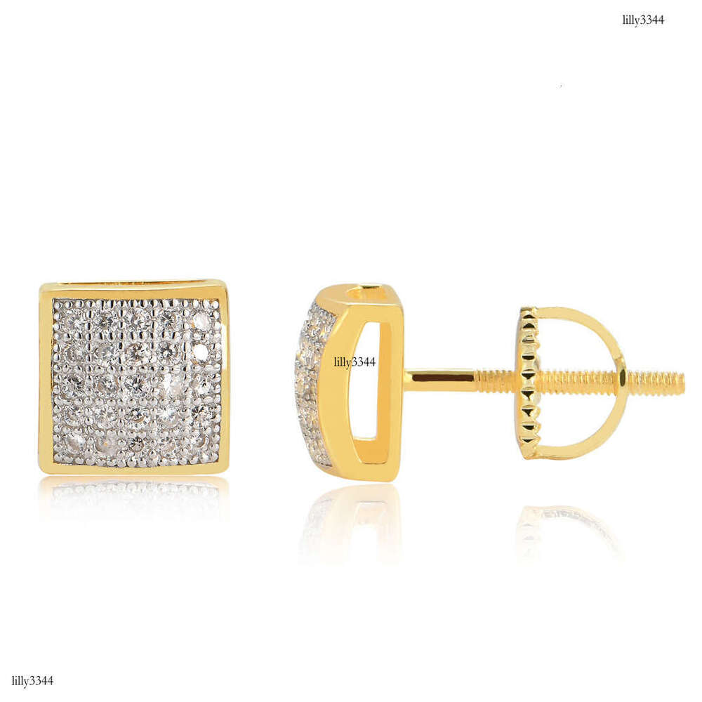 New Square and Curved Iced Out VVS Trendy Men's Hip-Hop Earrings