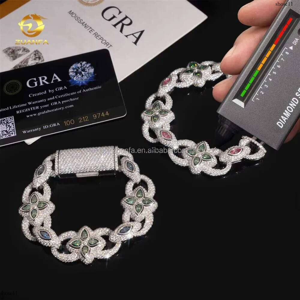 Unique Design Wer Shape S Solid Jewelry Chilled Pear+Marquis Moissanite Miami Unlimited Cuban Men's Bracelet