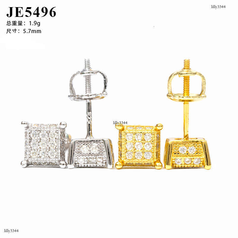 Hip-Hop Sier Moissanite Full Dia D Color VVSGRA Certificate Personality Trendy Earrings