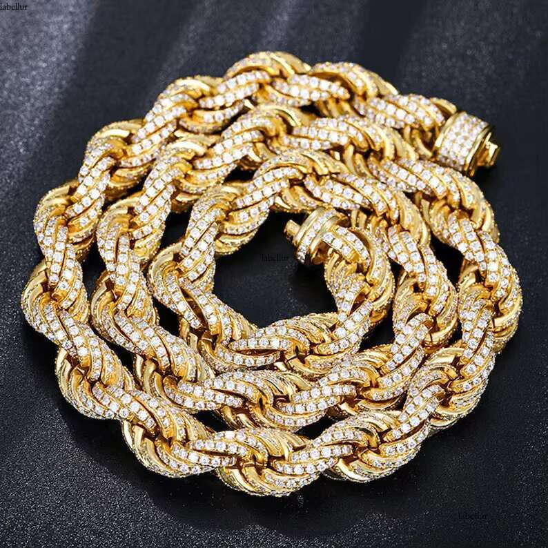 High Quality 4Mm 6Mm 7Mm Rope Hiphop Men's Sier Silica Chain