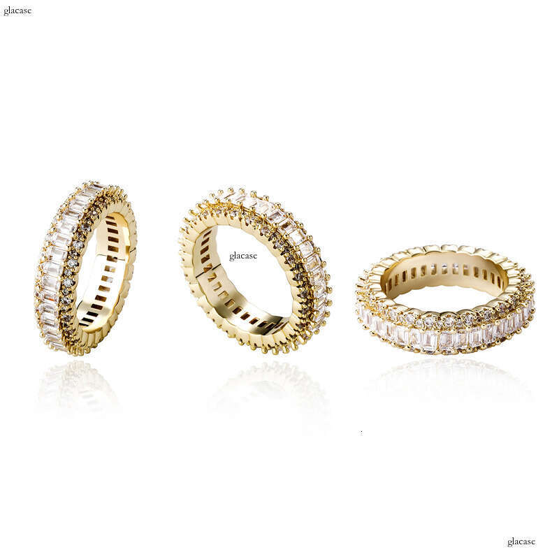 Full Zircon Unisex Personality Light Luxury Ring Hip-Hop Jewelry