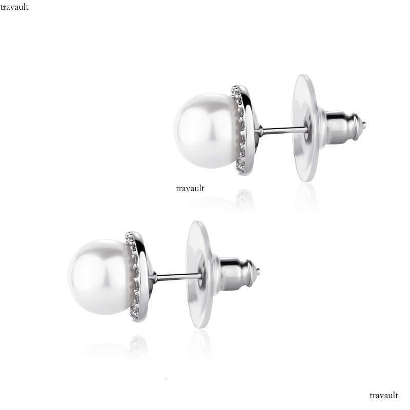 INS Minimalist Style Iced Out VVS Needle Natural Pearl Zircon Earrings Women's Personality High-end Accessories