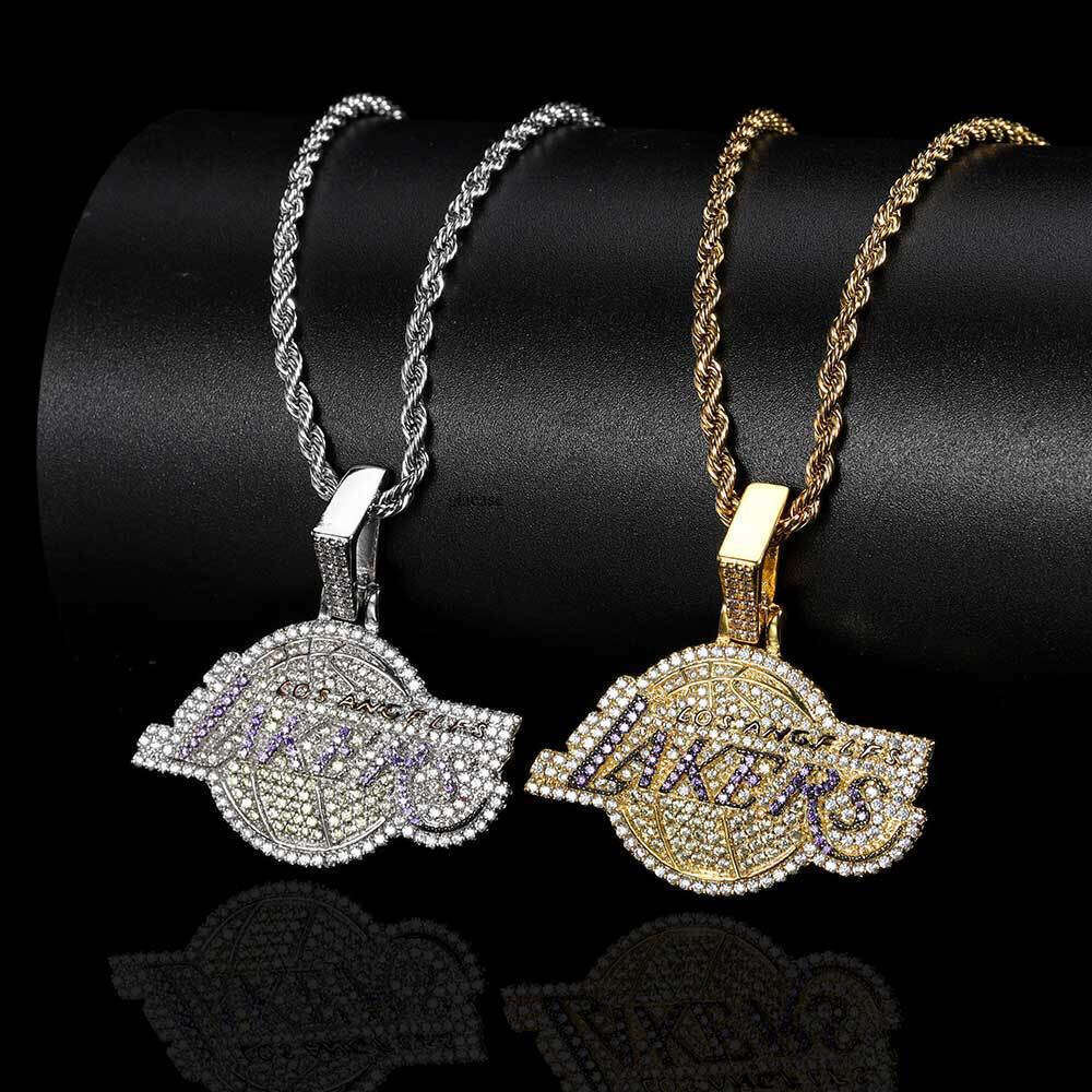 Jewelry Lakers Team Pendant Micro Paved Moissanite chain Personality Trendy Hip Hop Fan Men's Necklace