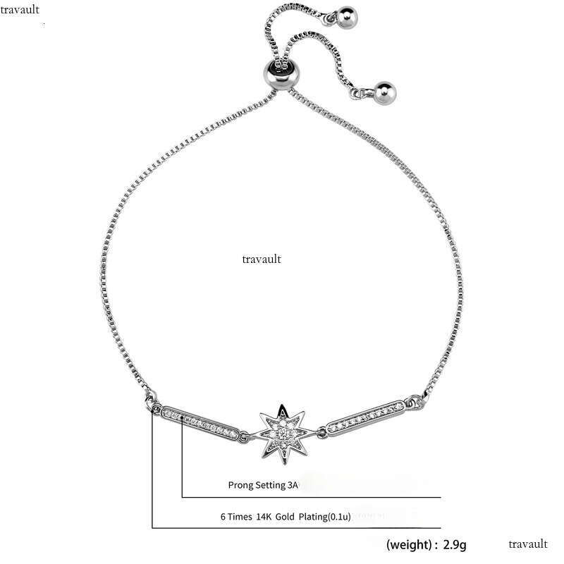Ins Style Independent Packaging Women's Adjustable Length Eight-Pointed Star Light Versatile Bracelet Jewelry